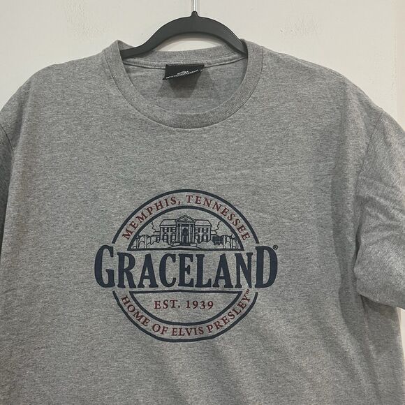 Graceland Elvis Presley Gray Souvenir T Shirt Tee Men’s Size Medium - Picture 2 of 4